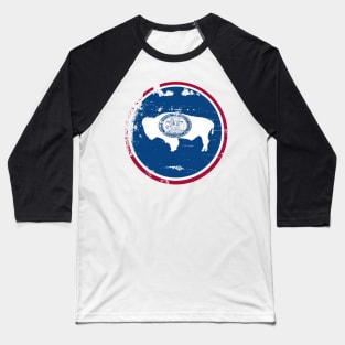 Distressed Wyoming State Flag Buffalo Symbol Baseball T-Shirt